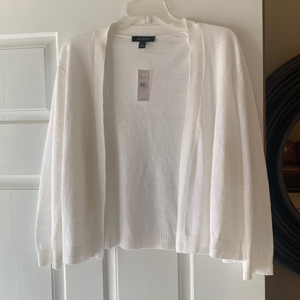 NWT Ann Taylor linen cropped cardigan